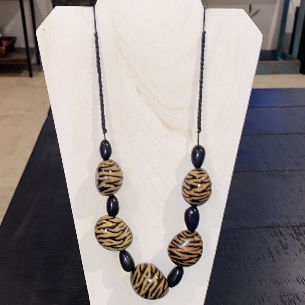 Animal Print Large Beaded Adjustable Necklace Western Cowgirl​​​​​​​​